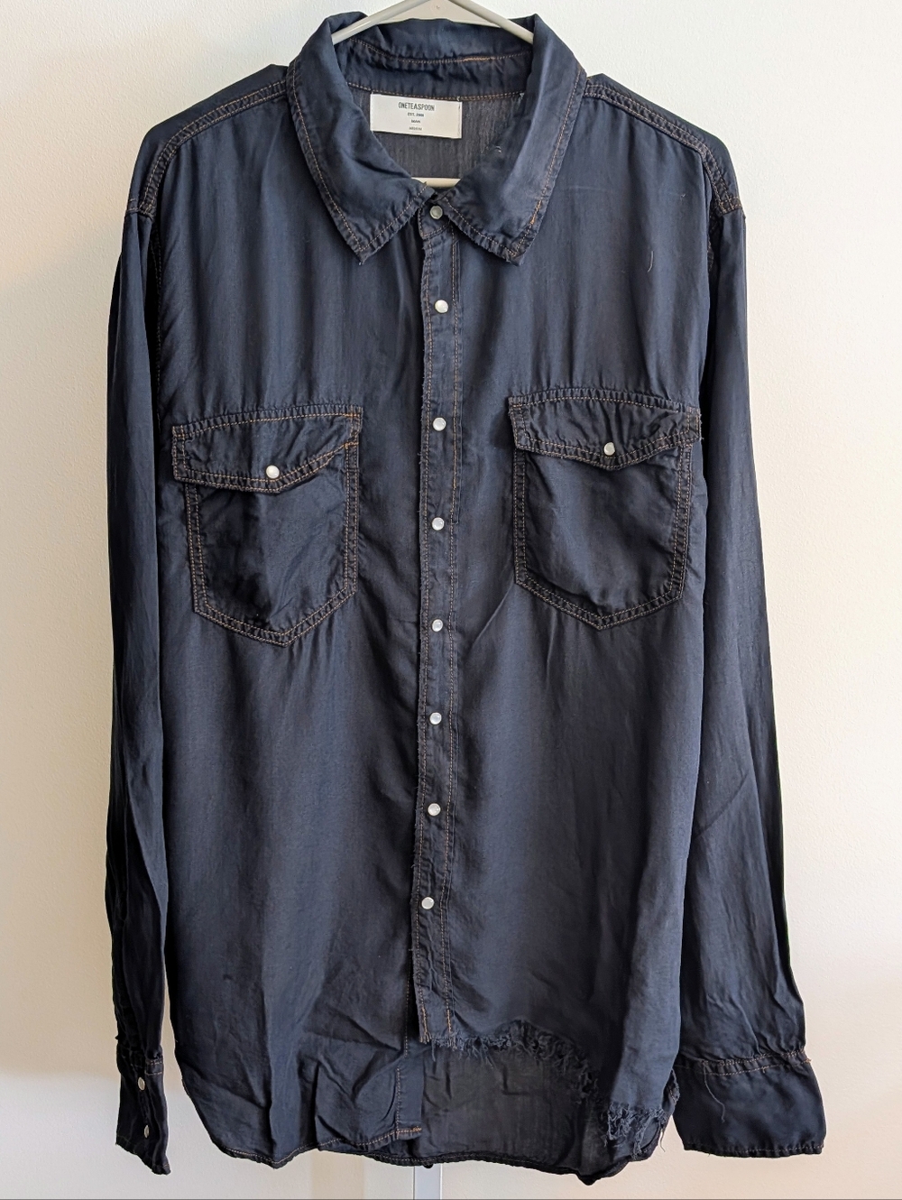 NWT One Teaspoon Men's Navy Capris Pistol Button-Down Shirt